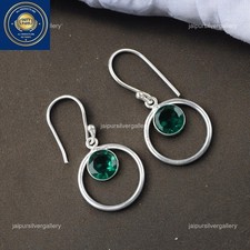 Natural Green Emerald 925 Sterling Silver Anniversary Dainty New Dangle Earrings