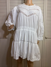 LoveShackFancy x Target Talulah Pintuck Yoke White Cotton Dress with Lace 1X