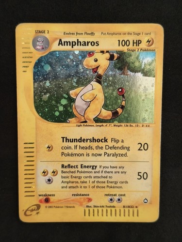 Ampharos H1/H32 Holo Aquapolis 2003 English Pokemon e-Reader Vintage