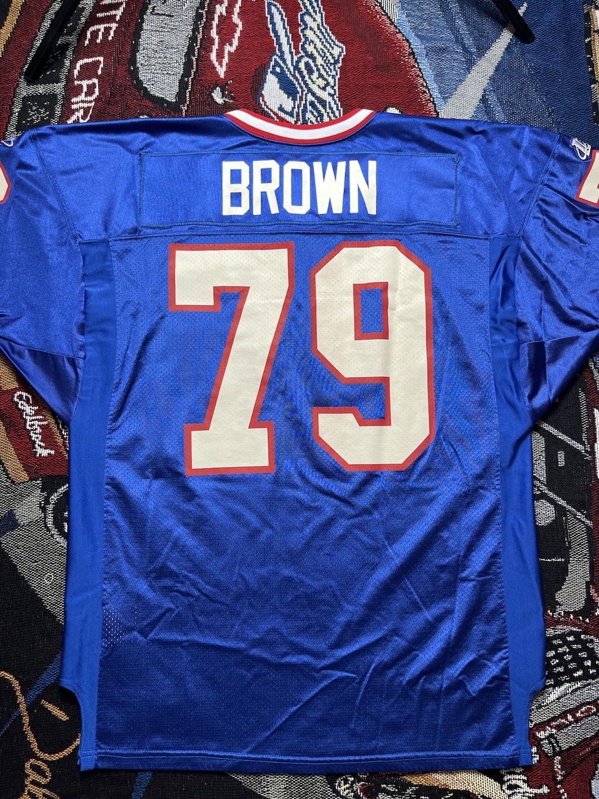 Vintage Buffalo Bills Logo Athletic Jersey Ruben Brown #79 Pro Cut Size 52