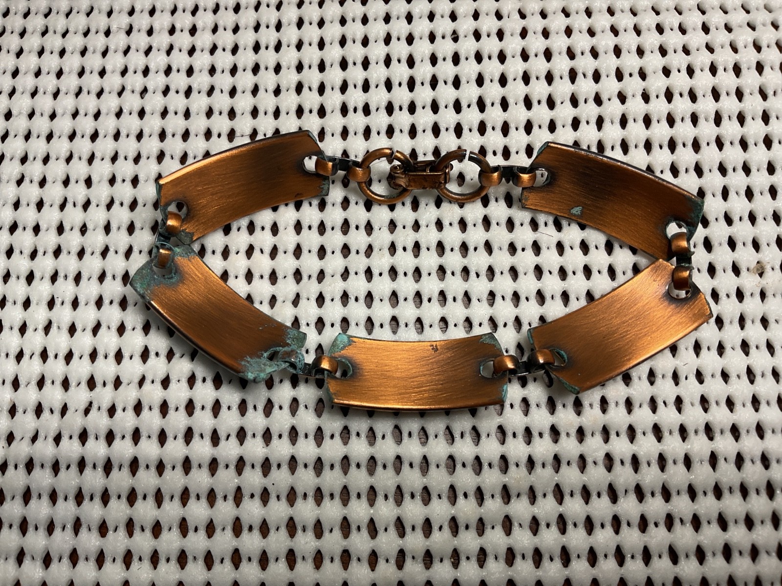 Vintage  Solid Copper Panel Link Bracelet 7” Long… - image 8