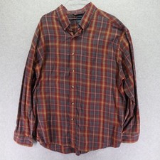 Arrow Shirt Mens 2XL XXL 18-18.5 Casual Pocket Button Up Red Plaid Long Sleeve