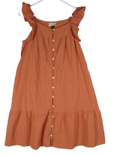 Universal Thread Womens Button front A-Line Dress Flutter Sleeve Size S Orange