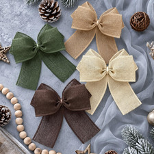 Neutral 20 Pcs Christmas Burlap Bow for Wreath, 5.9 X 5.9 Inch, Rustic