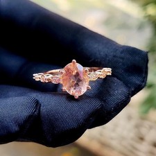 2.10Ct Oval Cut Lab Created Morganite Engagement Ring 14K Rose Gold Plated
