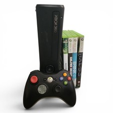 Xbox 360 Slim 250GB Console Matt Black with 4 Games Tested Read Description