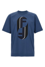 FENDI 930 Blue Cotton T-shirt New  Authentic