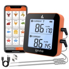 600 ft Range Digital Wireless Meat Thermometer with 2 Probes - Bluetooth  Re...