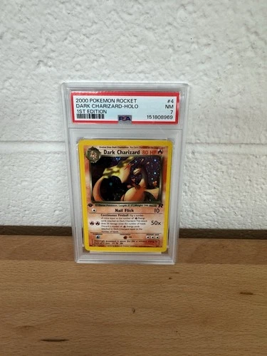 2000 POKEMON ROCKET 1ST EDITION #4 DARK CHARIZARD-HOLO PSA 7clean New Cert
