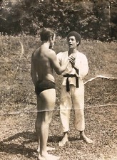 Gay Interest Beefcake Vintage Photo 1960s Shirtless Man Eastern Martial Arts B&W