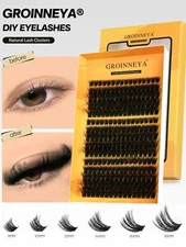 GROINNEYA Cluster Lashes DIY Eyelash Extension C Curl Long Individual Lashes Mix