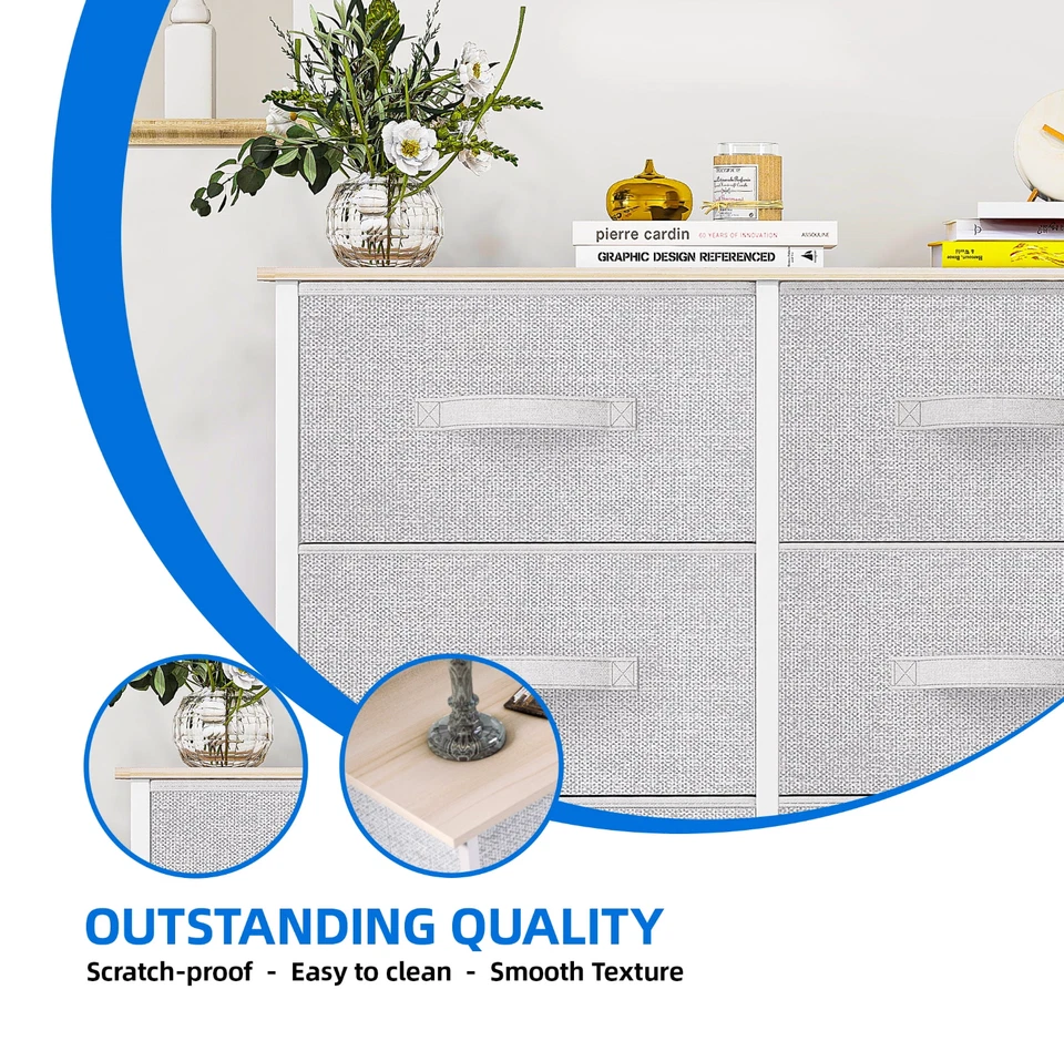 Comoda Para Habitacion Con 8 Cajones Gris Blanco Muebles El Dormitorio Ropa NEW - Image 3 of 4