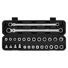 27PCS Extra Long Flex Head Ratcheting Wrench Set Double Box End 8mm - 22mm, CR-V