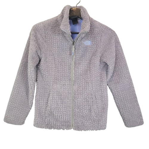 The North Face Girls Laurel Fleece Jacket Sz Medium Full Zip Mock Neck Gray Blue - Picture 2 of 10