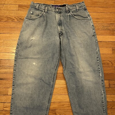 Vintage 90s Levi's Silvertab Blue Baggy Denim Jeans 38x32 Made In