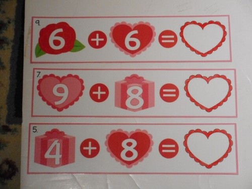 Valentine Addition Facts to 20 Math Activity Set Laminated Brand New Very Cute! - Picture 6 of 6