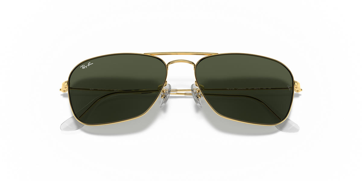 Ray-Ban Caravan Gold/Green Non-Polarized Square Men's Sunglasses