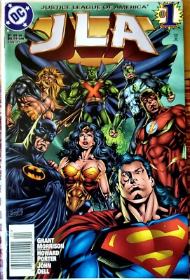 JLA #1 Newsstand Edition     Rare Htf Grant Morrison Superman Batman