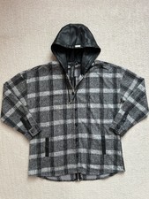 Maniere De Voir | Checked Shacket With Vegan Leather Hood - Black - Uk 12