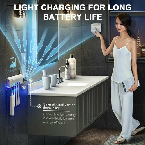 Black Automatic UV Toothpaste Dispenser Toothbrush Sterilizer Cleaner Wall Mount - Picture 4 of 7