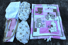 Little Bedding by NOJO 5 Piece Pink Dreamland Teddy Crib Quilt Sheets Ruffle