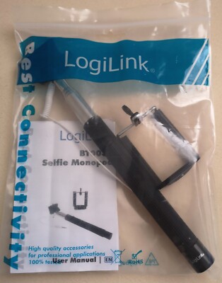 LogiLink Monopod BT0032 Selfie Stick 8.5 cm Schwarz, Edelstahl