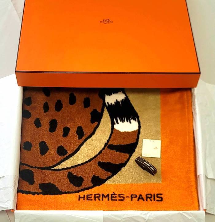 Hermes Beach Bath Towel Mat Leopard Animal Orange Beige