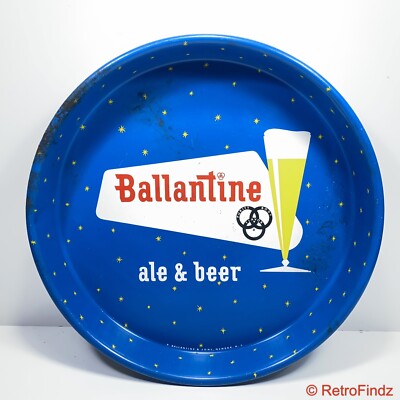 VIntage Ballantine Ale Beer Tray Bright BLue Newark, New Jersey