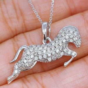 white gold horse necklace