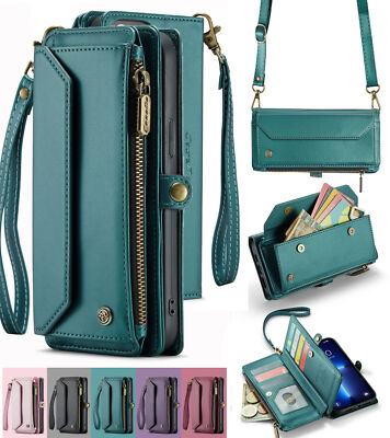 For Samsung S10/S10 Plus Case 10 cards slot zipper banknotes Crossbody bag