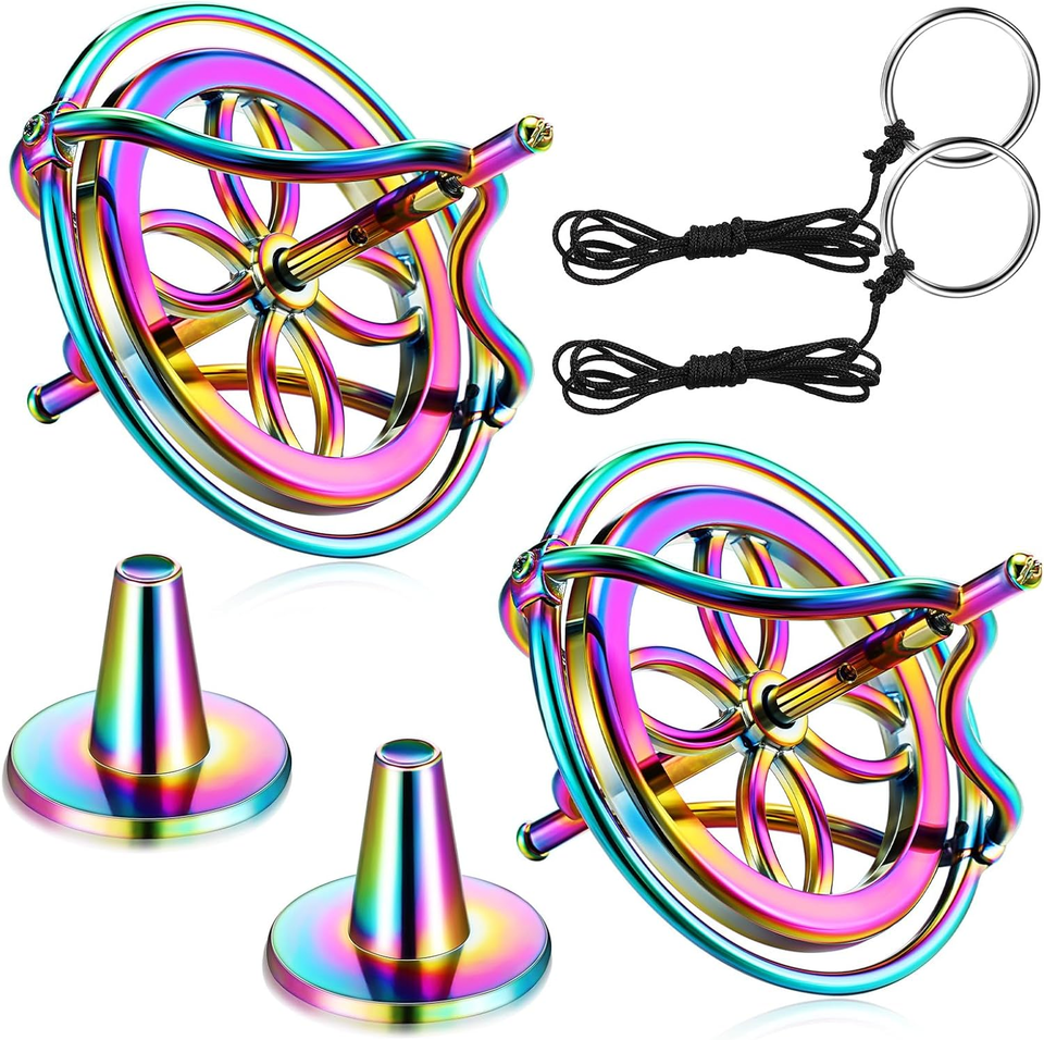 2 Packs Gyroscope Toys Metal anti Gravity Gyroscope Colorful Precision
