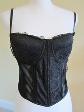 Womens Black Lace Unlined Underwire Back Closure Bustier Size S