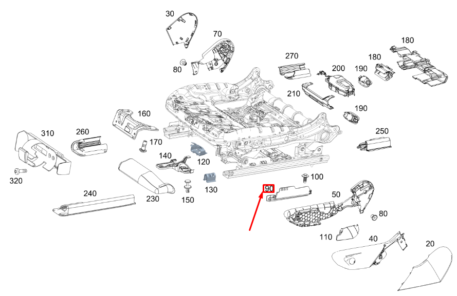 MB GLE W167 Sitzhöhenverstellung vorne rechts außen Abdeckung A16791922008T92