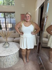 Boohoo White Eyelet Mini Dress - Size 18 - Plus Size