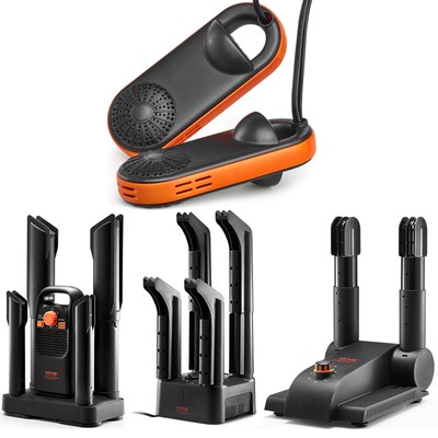 VEVOR 2/4-Tube Shoe Dryer with Heat Blower/Timer/Quick Drying  Black & Orange
