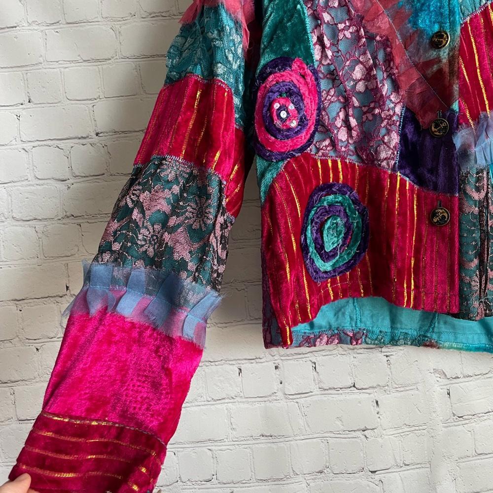 Colorful Patchwork Velvet Jacket - image 5