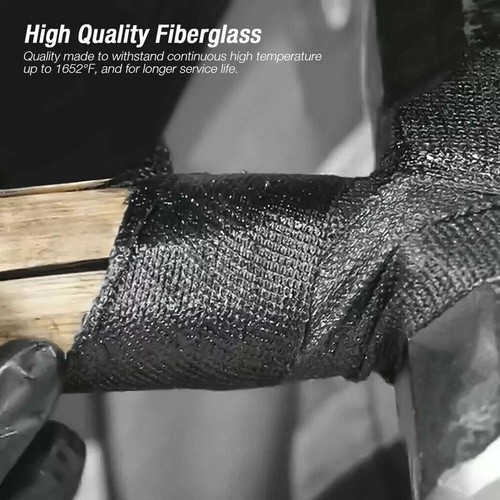 2" Black Exhaust Heat Wrap Roll for Motorcycle Fiberglass Heat Shield Tape w/Tie - Picture 12 of 15