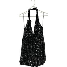 Zara Women Mini Dress XS Black Sequin Halter Party Cocktail 9808/574 NWOT
