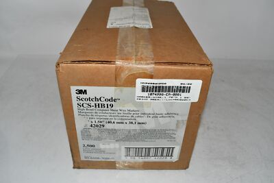 NEW 3M 054007-4209 SCS-HB19 Scotchcode High Bond Sheet Wire Marker 2,500 Pieces 