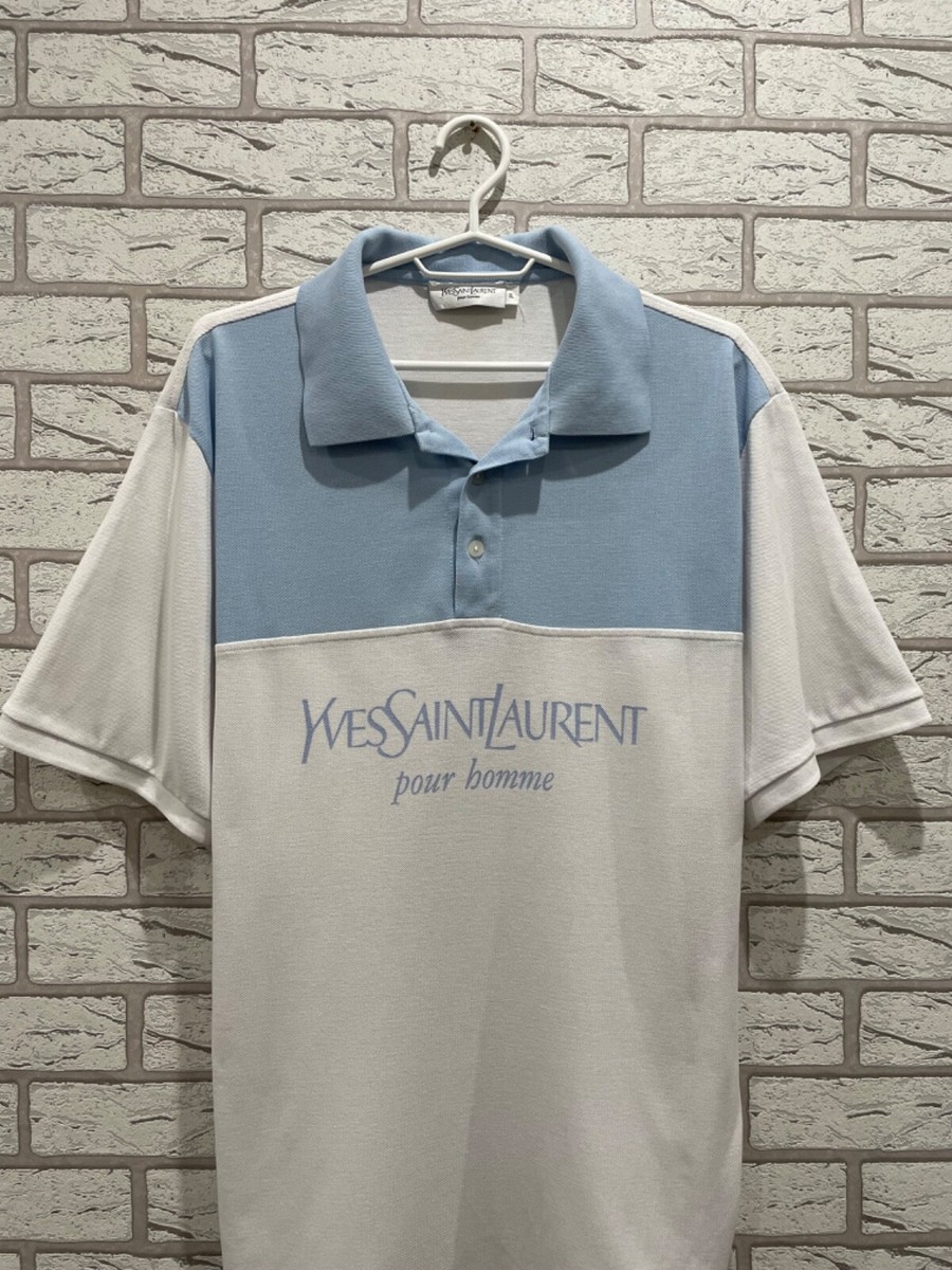 YSL Yves Saint Laurent Pour Homme Big Logo Polo T-Shirt Shirt Size
