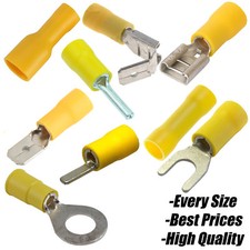 YELLOW TERMINALS CRIMP INSULATED WIRE RING FORK BULLET SPADE TAB BUTT CONNECTOR