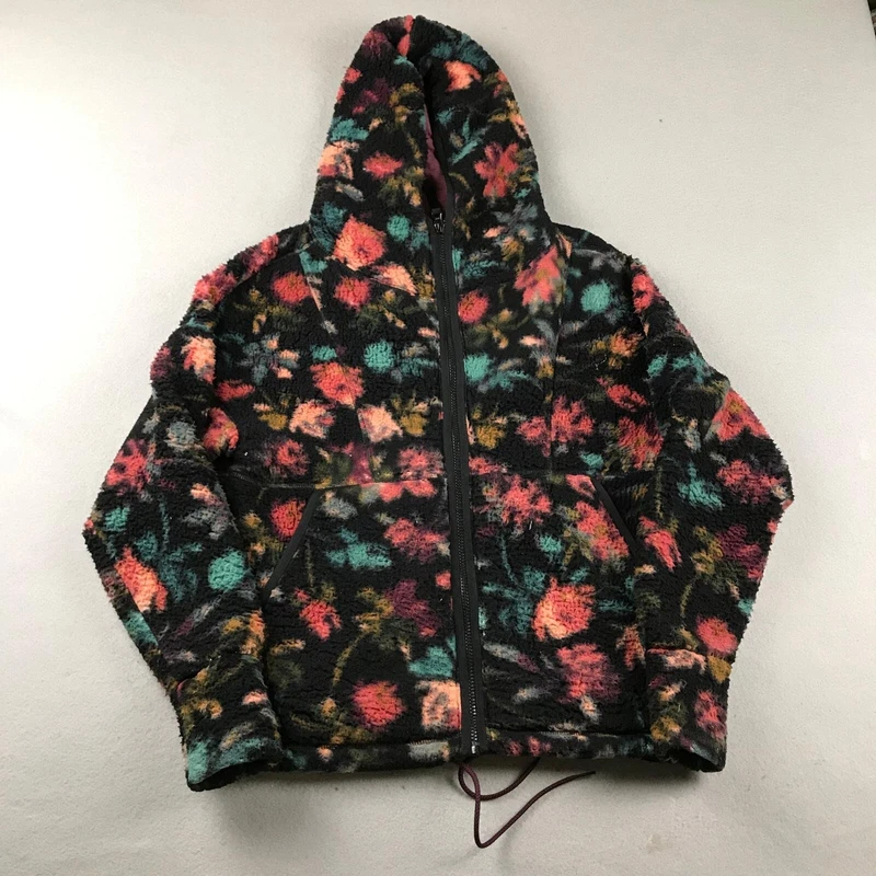prana floral fleece full zip organic cotton lined pullover hoodie