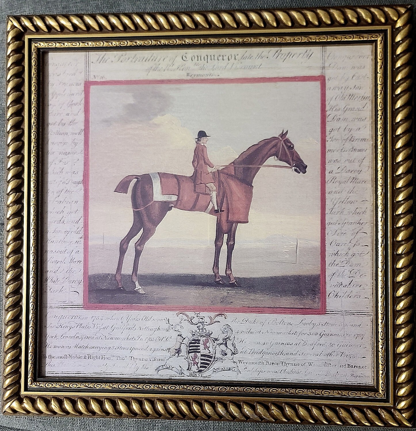 Bombay Company Framed Art Roan Horse Cheval Rouan Equestrian English 19x19