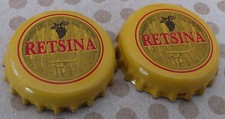 2x Tappi a Corona Retsina Vino Bianco Greco Giallo Uva - Crown Caps