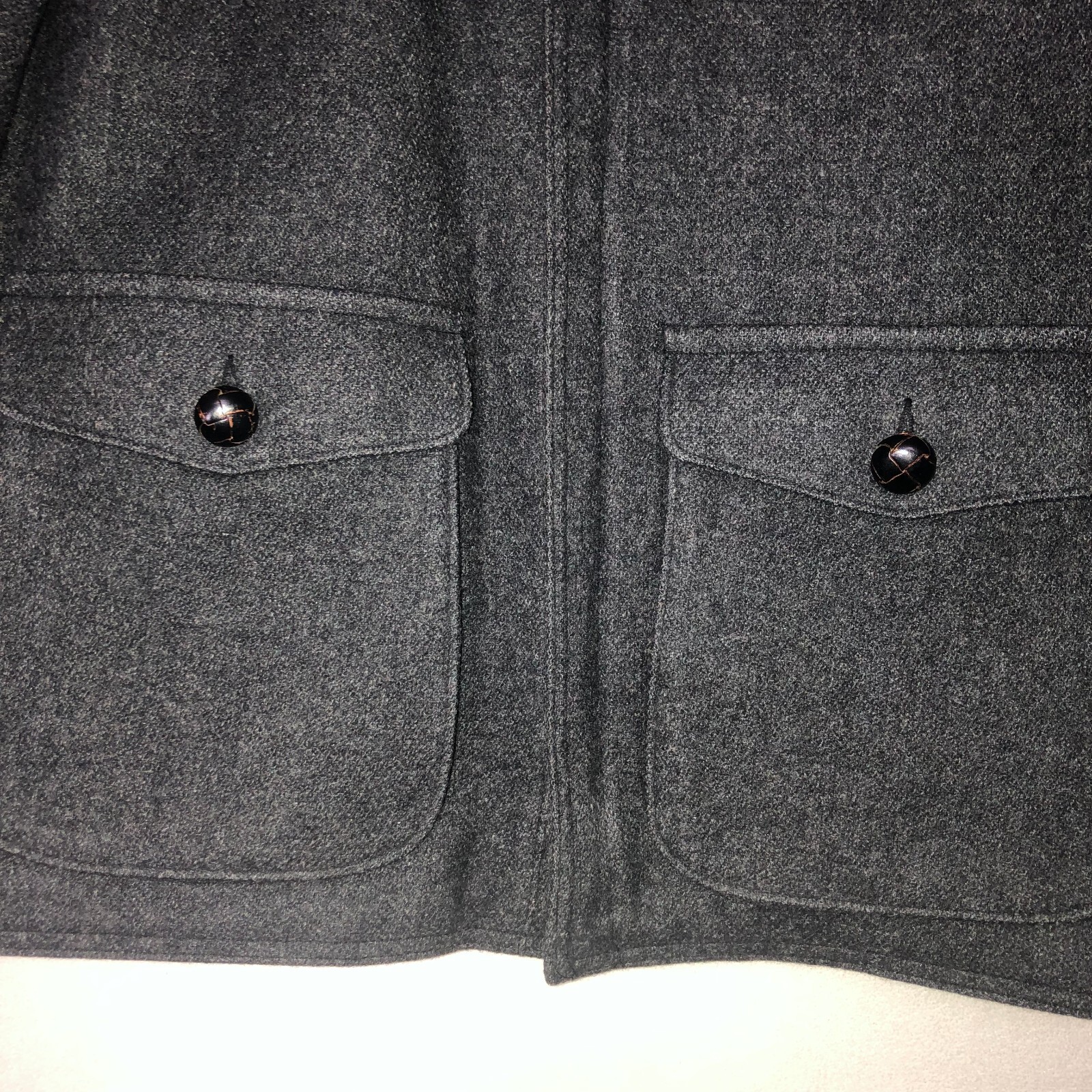 FILA Giacca uomo vintage Adams Row Med grigia lana colletto pelle zip intera foderata USA