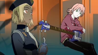 Anime flcl musical instrument guitar girls green eyes Playmat Game Mat Desk