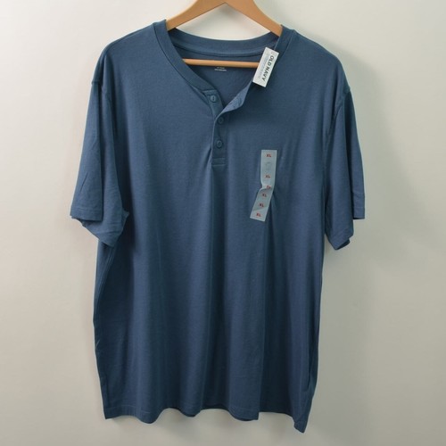 Old Navy NWT Relaxed Henley TShirt Mens XL Soft Washed Blue Short