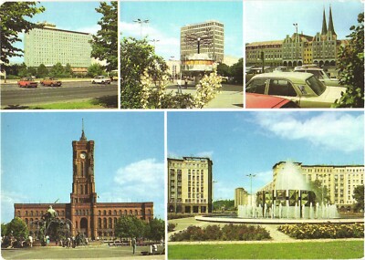 Berlin Germany Hotel Berolina World Clock Alexanderplatz Nikolaiviert Postcard