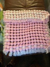 Pink And White Baby Pompom Blanket