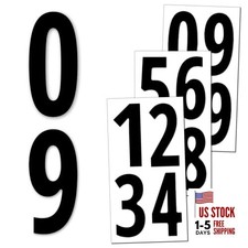 40 Pieces, 6" - Number Stickers, Waterproof Vinyl Stick On 6 inches Black